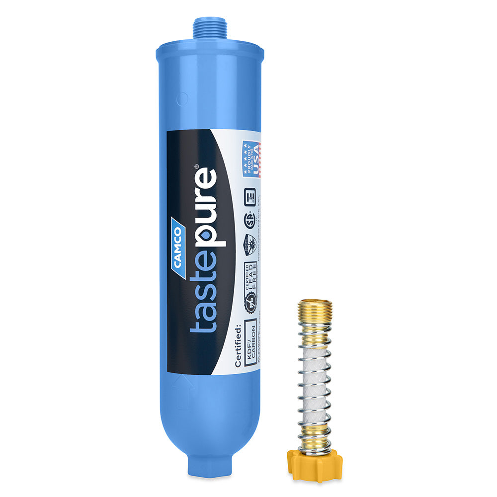 Camco Tastepure XL RV/Marine Inline Water Filter w/Flexible Hose Protector [40019]