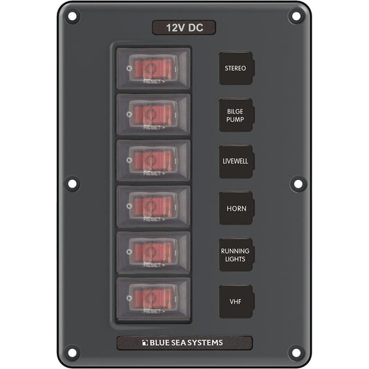 Blue Sea 4322 Circuit Breaker Switch Panel 6 Position - Gray [4322]